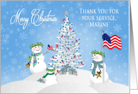 Christmas - Patriotic - Marine - Snowman Family card