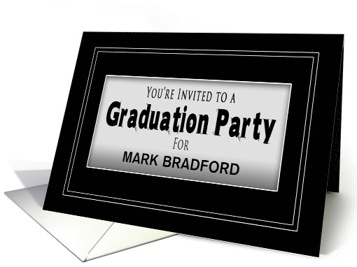 Graduation Party Invitation - Black and White - Personalize card