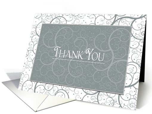 Thank You - Swirls Pattern - Gray and White card (1437562)