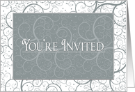 You’re Invited - Invitation - Swirls Pattern - Gray and White card