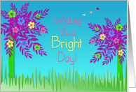 Thinking of You - Tropical Bright Flowers on tree - Vivid Colors card