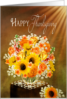 Thanksgiving, Fall Floral Bouquet - Sunbeams on Flowers card