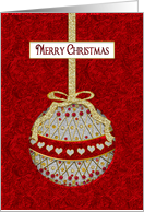 Merry Christmas,Red and Gold decorated Hanging Ornament card