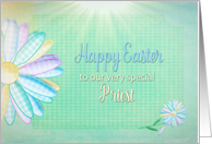Easter - Priest - Large Gingham Daisy - Pastels card
