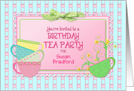 Birthday Tea Party Invitation - Name Insert - Feminine and Dainty card
