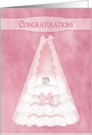 Congratulations - Baby Girl - Bassinet - Pink card