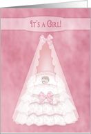 It’s a Girl - Announcement, Baby - Bassinet - Pink card