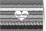 Birthday, Secret Pal, Layers of Black & White Patterned Ruffles card