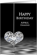 Birthstone, Birthday, APRIL, Diamond, Heart card