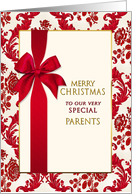 Christmas, Our Parents - Red Brocade/Bow card