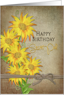 Country Sunflowers, Birthday, Secret Pal, Brown Texture, Tied Knot card