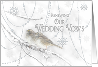 Winter Renewing Wedding Vows Invitation - Dreamy Snowy Scene/Birds card