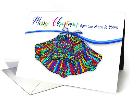 Christmas - Three Colorful Calico Bells - From Our Home to Yours card