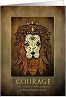 Encouraging - Lion - Etching - Brown Textures - Courage - Blank card