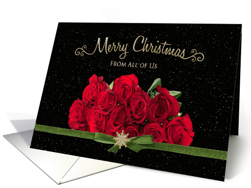 Christmas, From all of us, Roses with snowy background card (1502884)