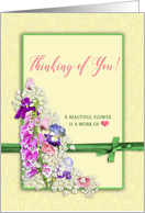 Thinking of you - Garden of Flowers - Pink/Green - Blank Inside card