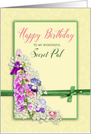 Birthday - Secret Pal - Garden of Flowers - Pink/Green card