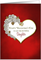 Valentine’s Day, MY Daughter, Red/white 3-D Flowers card