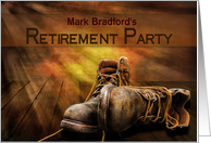 Retirement Party Invitation - Sunset on work boots - Name Insert card