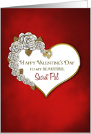 Valentine’s Day, Secret Pal,Red Heart and flowers card