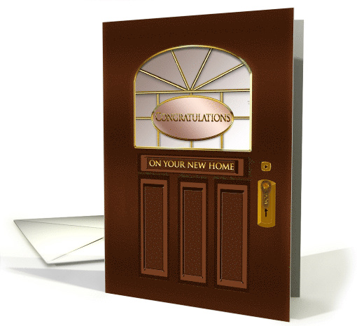 Congratulations - New Home - Brown/Gold Door with sign card (1513606)