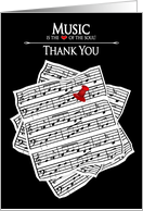 Music Sheets, Thank You, Blank Inside - Music is the Heart of the soul card
