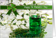 St. Patrick’s Day - Green Beverage/Mug, Gladiolas, Shamrock card