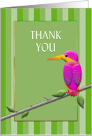 Thank You, Fuchsia Tropical Bird, Kingfisher, Blank Inside card
