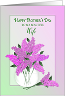 Mother’s Day, Wife, Lilacs in Vase, Dreamy Graphic Bouquet of Flowers card