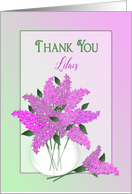 Thank You, Lilacs in Vase, Blank, Dreamy Graphic Bouquet of Flowers card