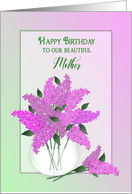 Birthday, OUR Mother, Lilacs in Vase, Blank, Dreamy Flowers card