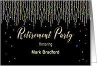 Retirement Party - Name Insert - Festive with Streamers and Stars card