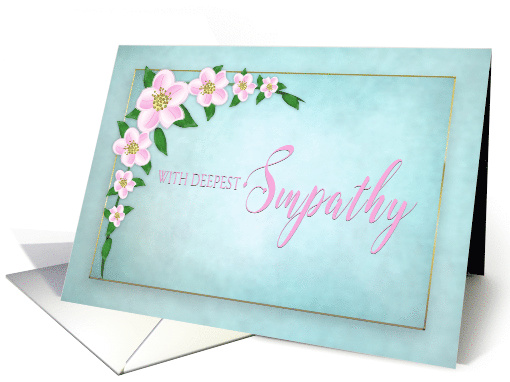 Sympathy, Pink Apple blossoms on Blue card (1526086)