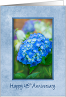 45th Anniversary Blue Hydrangea with 3D Effect and Soft Blue Frame card