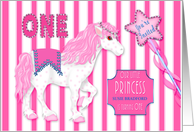 Baby’s 1st Birthday Invitation Princess Style, Name,Horse, Pink card