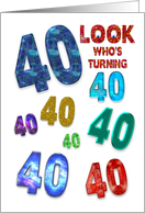 40th Birthday Party Invitation, Large Grahic Numbers in Colors card