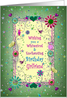 Enchanting Birthday,Girlfriend, Butterflies, Flowers, Birds, Green card