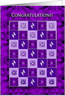 Congratulations, Purple Squares Pattern/Faux Gems card