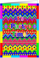 Fiesta Party Invitation, Colorful Bold Bright Colors and Patterns card