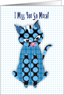 Miss You So Much, Blue Print Kitty Cat, Assorted Patterns card