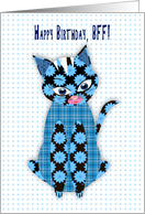 Birthday, BFF, Blue Print Kitty Cat, Assorted Patterns card