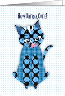 Birthday, Cutie, Blue Print Kitty Cat, Assorted Patterns card