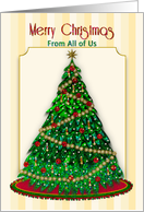 Christmas,from all of us, Heavily Decorated Christmas Tree card