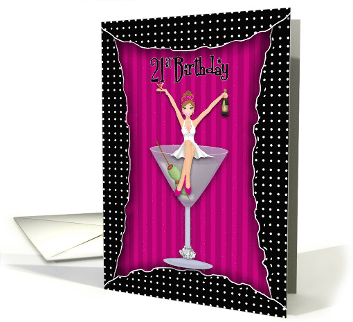 21st Birthday Party Invitation, Girl Celebrating on... (1542808)