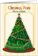 Christmas, Party Invitation, Heavily Decorated Tree with 3D effects card