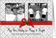 Happy Holidays, Shades of Gray and Patterns, Insert Photos, Names card