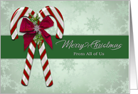 Christmas, From all of us, Candy-canes and Snowflakes card