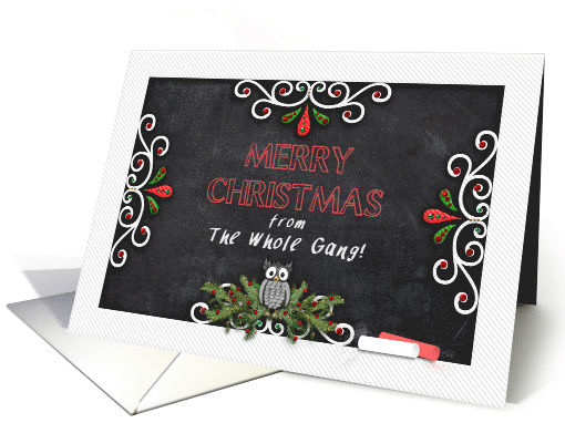 Christmas, From the whole gang, Chalkboard, Owl, Ornate framing card