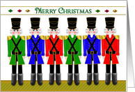 Christmas, Nutcrackers, Toy Soliders in Red, Green and Blue Coats card