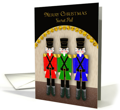 Christmas, Nutcrackers, Secret Pal, Red, Green and Blue Coats card